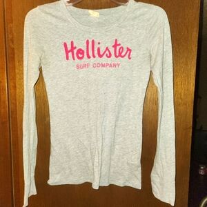 Hollister Long Sleeve Shirt. Gray & Pink. Size Small. Y2K!